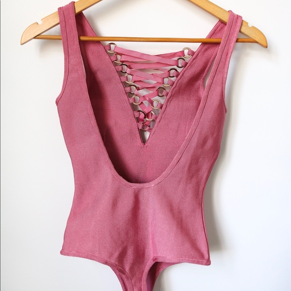 Pink Lace-Up Bodysuit from Missguided - Picture 3 of 5